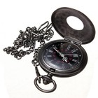 Vintage Retro Steampunk Pocket Watch Black Quartz Pendant Necklace Chain Gift G
