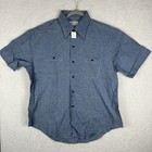 Vintage 70s Sears Chambray Shirt Size Xl 17 5 Short Sleeve Workwear Deadstock