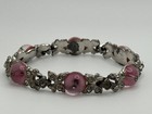 Vintage Trifari Pink Glass Shoe Button Rhinestone Bracelet As Is