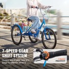 Folding Adult Tricycle 24  7-speed Adult 3 Wheel Trikes Carbon Steel Blue