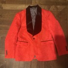 Red Jacquard One-button Tuxedo Jacket W  Black Shawl Lapel  Men s Regular