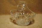 Ceska Crystal Basket With Handle Handmade Czechoslovakia