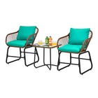 3pcs Outdoor Bistro Set Patio Conversation Furniture Set W  Turquoise Cushions