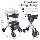 Walk Mate Rollator Walker W  Seat And 4 Wheels  Adjustable Foldable Lightweight
