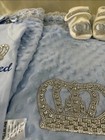 5 Pc Baby Gift Personalise Blanket Clothing Hat Shoes Blue For Boys 