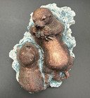 Vintage Sea Otters Figurine 5  Russ Berrie   Co Resin Oceana Collectibe Ad-6459