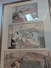 Vintage Japanese Erotic Paintings 3 Framed Together