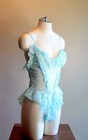 Rare Vintage Fredericks Of Hollywood Aquamarine Blue Bodysuit Size Medium