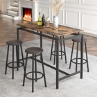 5 Piece Bar Table Set Counter Height Kitchen Dining Bar Table With 4 Bar Stool