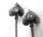  lot Of 2  Stick Pin   Sterling Vintage Navajo   Leaf   Arrowhead  Turquoise Mop