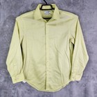 Mens Yellow Calvin Klein Dress Shirt Slim Fit Button Down Long Sleeve Size 15 5
