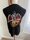 Vintage 1970s Mexican Felt Vest  Embroidered Bird Serpent  Boho Fringe Folk Art