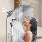 High Pressure Shower Head Combo Rainfall Handheld W Extension Arm Adjustable