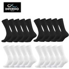 6-12 Pair Mens Black Plain Solid Sports Athletic Work Crew Socks Size 9-11 10-13