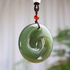 Chinese Natural Green Hetian Jade Jadeite Hand-carved Pendant Without Mishap