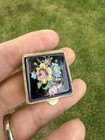 Vintage Miniature Small Tiny Floral Enameled Metal Hinged Pill Box Trinket 1   