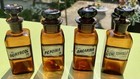 4 Antique Rare Apothecary Amber Glass Bottles In Great Condition 
