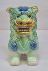 Vintage Chinese Guardian Foo Dog Ceramic Glazed Green Statue Figurine 5 5  Tall