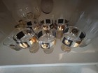 6 Vintage  Mcm Cera International Coin Black And Gold Glasses Mid Century   Shot