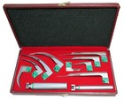 Emt Anesthesia Fiberoptic Laryngoscope 9 Blades Mac Miller   2 Handles   Box Set