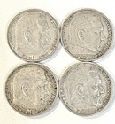 Ww2 Germany Reichs Mark 900 Silver Circulated 4 Coins Lot Scrap