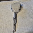Vintage Silver Plate Vanity Set Hand Mirror Hair Brush Floral Scroll Dresser Set