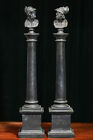 Pair Large Antique Metal Cast Grand Tour Style Neoclassical Column Statue