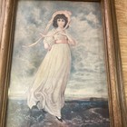 Vintage Petite Frame Pinkie Print Art 5x7   mid Century Modern