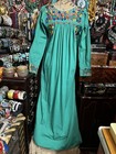 Beautiful Green Mexican Oaxaca Dress In Long Sleeve Multi Color Embroidery M l