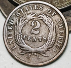 1864 Two Cent Piece 2c Civil War Date Large Motto Us Copper Coin Cc22590