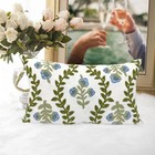 Summer Floral Embroidered Decorative Throw Pillow Cover 12 x 20   Farmhouse