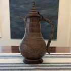 Vintage Copper Middle Eastern Islamic Water Pitcher Jug Ewer Antique Tinned