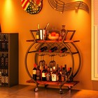 Bar Carts 2 Tiers Rolling Home Serving Cart With Wine Rack And Wheels-zengc