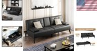 Futon Sofa Bed Leather Couch Recliner Sleeper Loveseat Modern Black