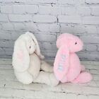 Lot Of 2 Jellycat Bashful Bunny   Bearington White Rabbit Mia Embroidered Ears