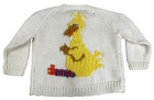 Vtg 70s Big Bird Hand Knit Sweater Cowichan Cardigan Toddler Kids Sesame Street