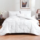 Downcool 7 Pieces White Queen Comforter Set Pintuck Pinch Pleat Bed In A Bag