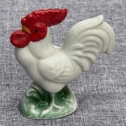 Vintage Ceramic Rooster Figurine Japan Red White Green Miniature Chicken 3  Mcm