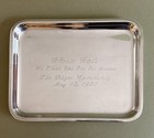 Puiforcat France Silver Plate Tray Engraved 8 75    X  7 75    Vintage