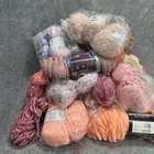 Lot Of 35 Yarn Skeins  Balls And Textured Yarn Pinks Wool Cotton Blend  Roving