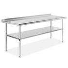 Stainless Steel Kitchen Prep Table 72 X 24 Inches With Backsplash   Under She   