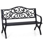Garden Bench Metal Patio Bench Outdoor Porch Park Bench Cast Iron Sturdy Steel