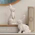  Easter Bunny Decorations Resin Rabbit Statues  Home Decor Set Of 2 Beige