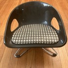 Vintage Mcm Cosco Child Booster Seat Brown Houndstooth Chrome Legs