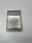 Vintage Silver Metal Card Case With Geometric Textured Stripe Design