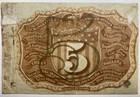 Us  5 Cent Fractional Currency-civil War Era-1863-2nd Issue-fr 1233-vg 
