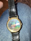 Vtg Lorus Disney Mickey Mouse Watch Women 35mm Gold Tone Holographic