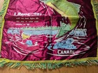 Vtg Yukon Fishing Satin Pillow Case Cover W  Fringe  1940 s