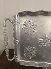 Vtg Hammered Aluminum Floral Serving Tray With Handles Events Weddings Parties 
