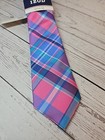 Izod Boys Tie   Pink And Blue Plaid New - 53  X 2 5 